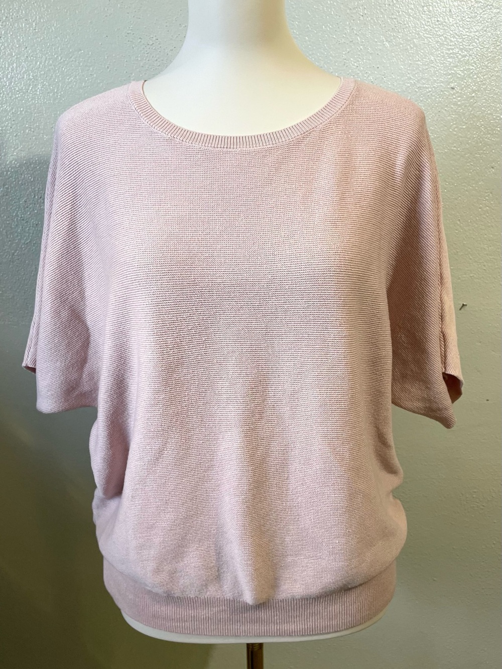 Quince Organic Cotton Cashmere Blend Pink Knit Dolman Sleeve Sweater Sz M